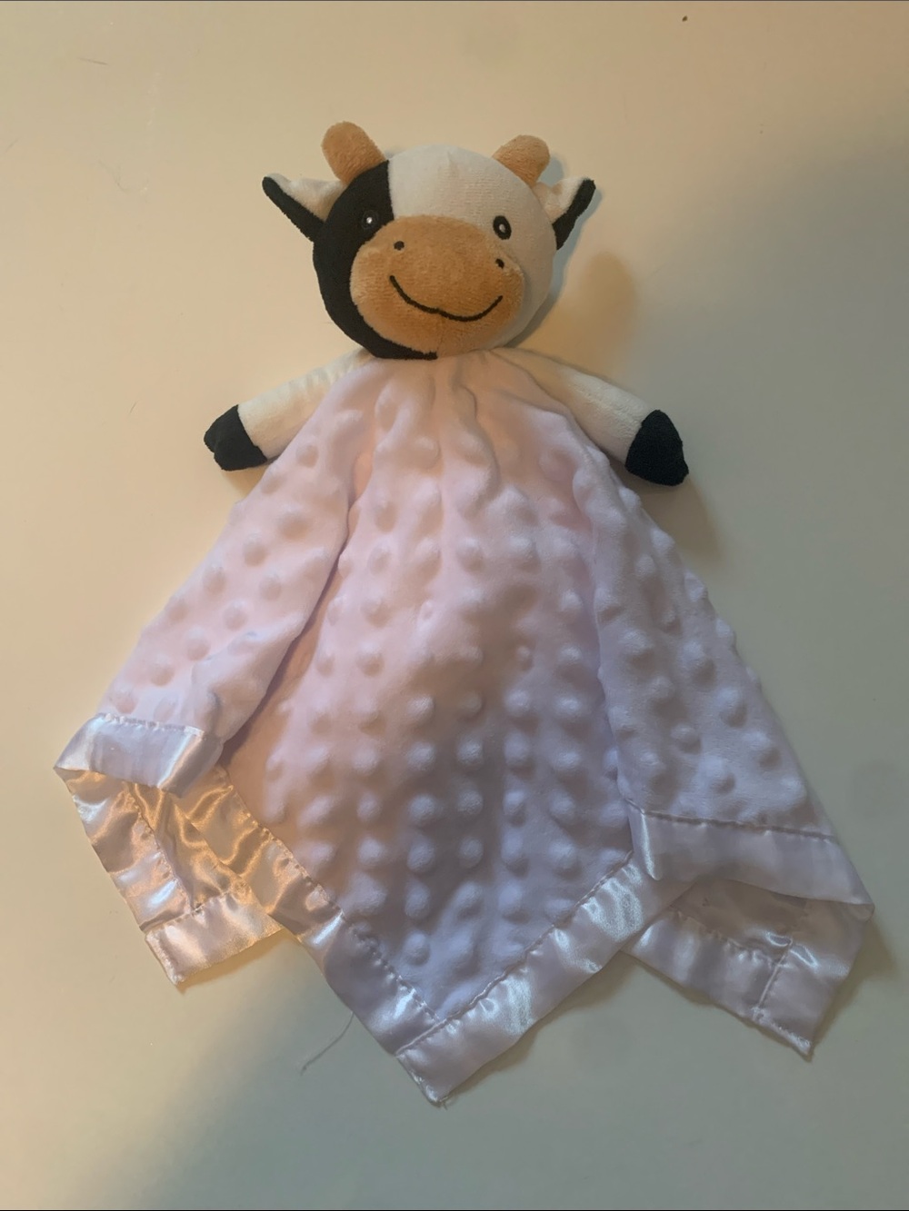 Plush Cow White Lovey Blanket Soft Snuggle Comfort